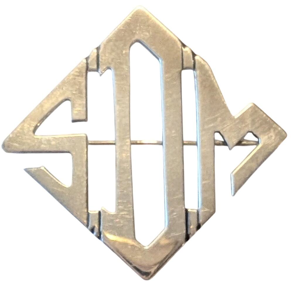 Leonore Doskow Sterling Silver SDM Initials Brooch Pin Handmade Stamped VTG